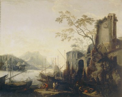 View of a Harbor by Salvator Rosa